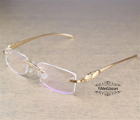 cartier panthere rimless glasses.